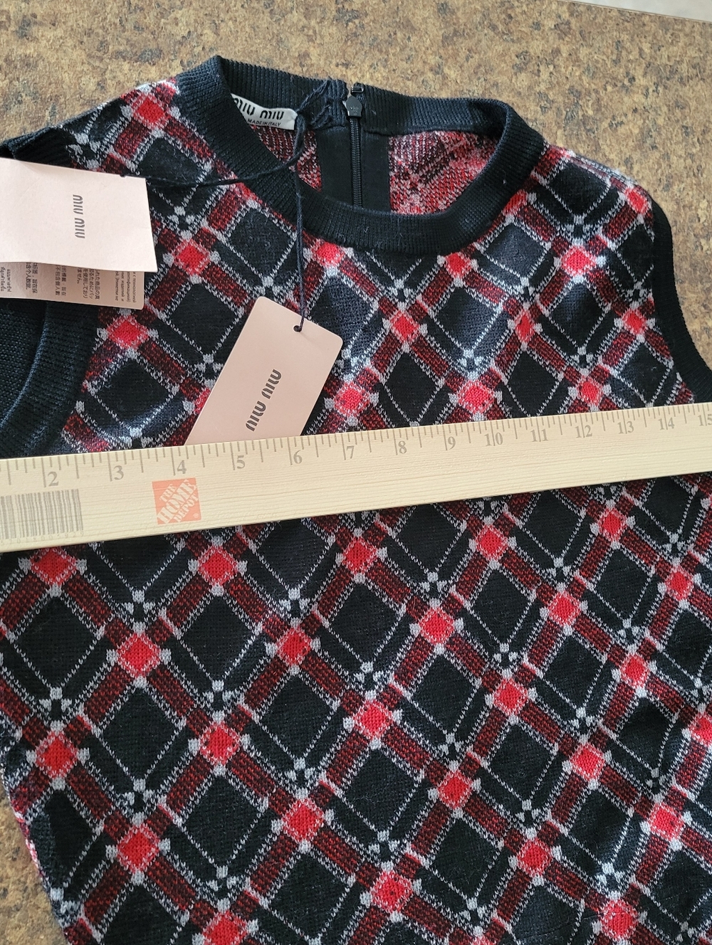 MiuMiu Plaid Wool Sleevless Footed Jumpsuit in Burgundy and Black Size 40 - Picture 5 of 8